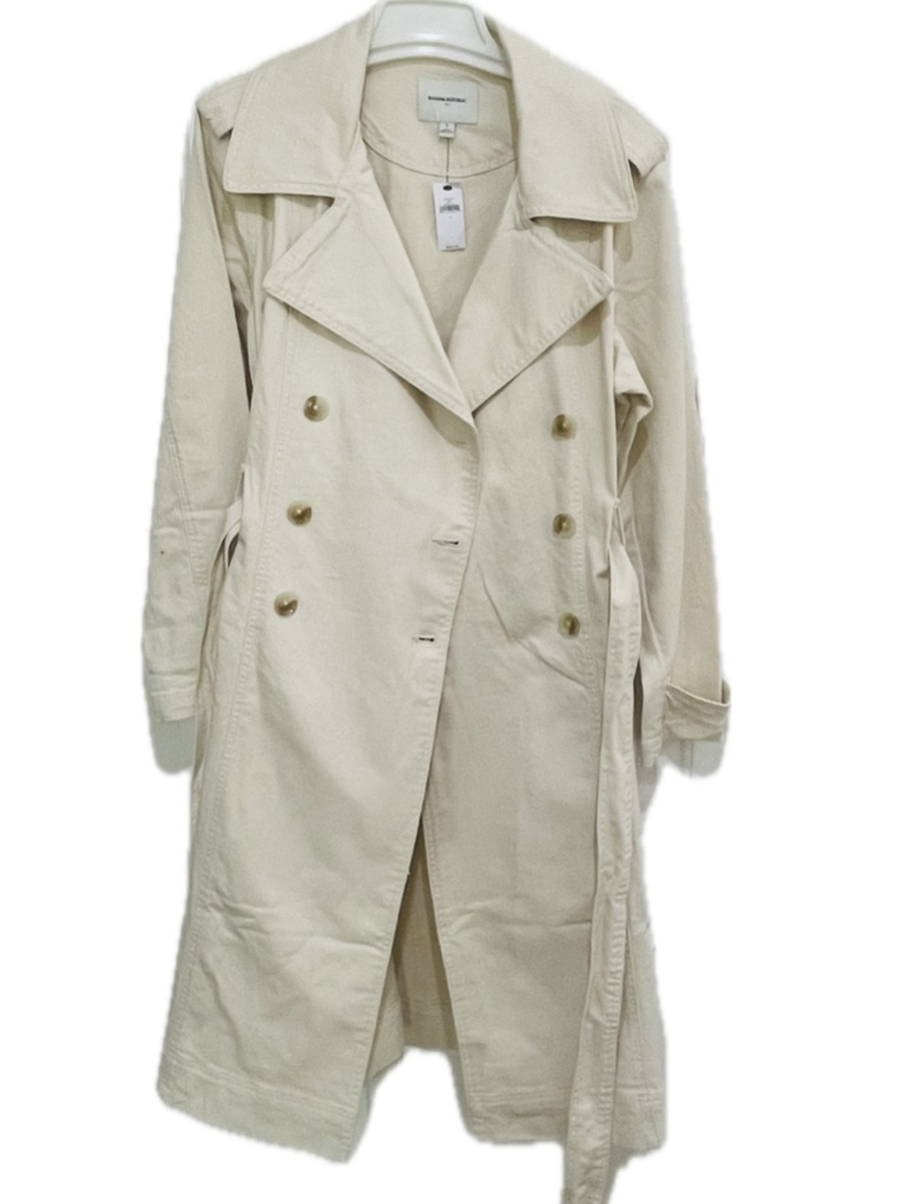 Banana Republic Cream Double-Breasted Trench Coat with Belt